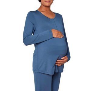 Long sleeve modal magnetic nursing pajama set + Robe in River